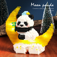 Cadeau d'anniversaire pour garçons et filles, puzzle éducatif avec lumières, motifs de lune, panda et fleurs, jouet de construction en petites briques