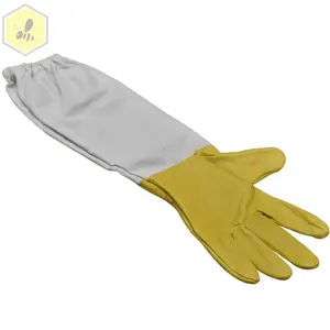 Gants en cuir de chèvre jaune, outils pour apiculteur, à manches longues, toile de Protection pour apiculteur, équipement pour l'apiculture