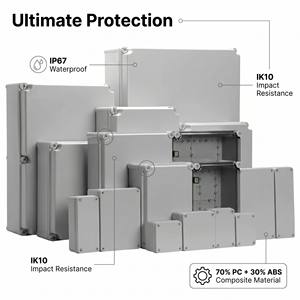 Boîtier de jonction étanche IP67, boîtier <span class=keywords><strong>NEMA</strong></span> 4X, boîtier électrique en composite PC ABS ignifuge UL94-V0, résistant aux chocs IK10 - Product Image 1