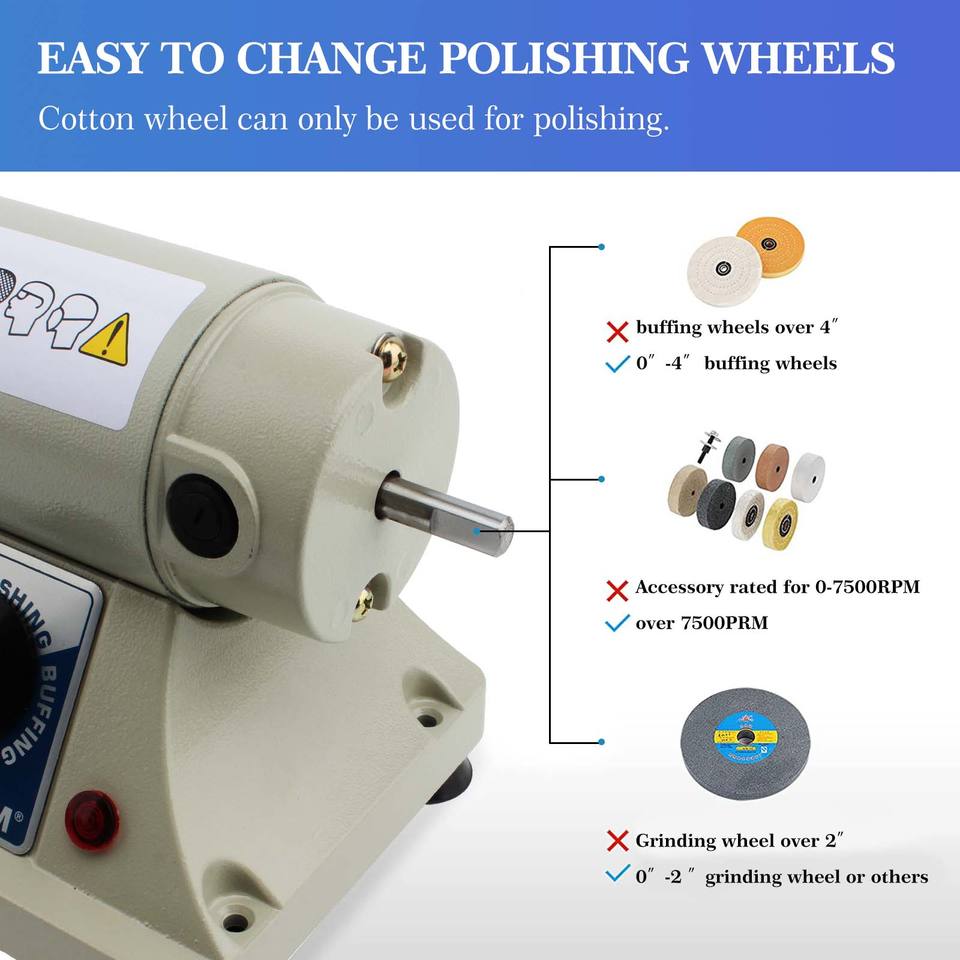 Auble 7000RPM Double Head Bench Polisher Tabletop Buffing Wheel Machine ...