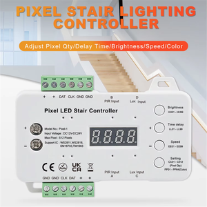 Controlador <span class=keywords><strong>de</strong></span> Iluminación LED para Escaleras <span class=keywords><strong>de</strong></span> 512 Píxeles, DC12V DC24V, <span class=keywords><strong>Sensor</strong></span> <span class=keywords><strong>de</strong></span> <span class=keywords><strong>Movimiento</strong></span> PIR y <span class=keywords><strong>Sensor</strong></span> <span class=keywords><strong>de</strong></span> Luz Diurna, Tira <span class=keywords><strong>de</strong></span> Luz Dinámica <span class=keywords><strong>de</strong></span> <span class=keywords><strong>un</strong></span> Solo Color o RGB - Product Image 2