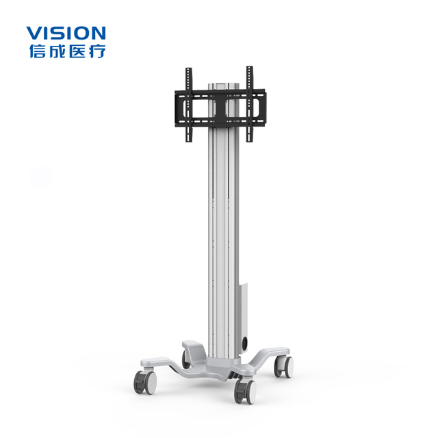Factory Wholesale Aluminum Alloy Ventilator Trolley Industrial Hospital Use 32-55 Inch Height Adjustable LCD TV Floor Stand