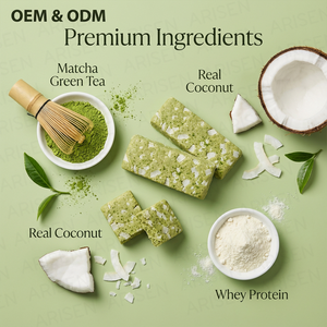 OEM <span class=keywords><strong>Protein</strong></span> Barları Yeni Matcha <span class=keywords><strong>Protein</strong></span> Barları Yüksek Enerjili Sert Doku Tatlı Tadı HELAL Bisküvi Poşet Ambalajda Toptan - Product Image 2