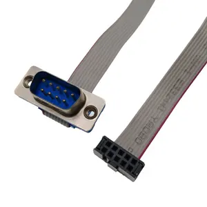 D-SUB DB9 9针公头连接器到IDC母头2.54mm 10针扁平带状电缆