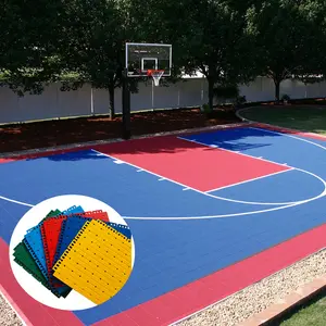 Açık PP fayans garaj yer karoları Interlock basketbol sahası plastik basketbol döşeme