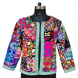 <b>Womens</b> Bohemian Patchwork Print Quilted Open-Front <b>Jacket</b> Colorful Floral Multicolor Breathable <b>Spring</b> Autumn - Product Image 1