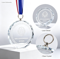 Plaque suspendue en cristal octogonal gravée sur mesure, médaille en cristal pour récompense ou souvenir, vente chaude