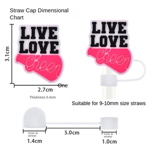 En gros, Pailles à boire anti-poussière réutilisables de 10 mm, Décorations de pailles en PVC pour pom-pom girls, style chapeau de paille, breloques et décorations - Product Image 2