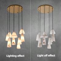 Lampe en albâtre espagnol au design minimaliste moderne, luminaire suspendu en marbre naturel pour villa, salon, chambre à coucher, lustre créatif