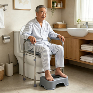 Toilet Chair For Elderly And Seniors With Support Arms And <b>Foot</b> <b>Rest</b> Portable Toilet Lift Aid - Product Image 3