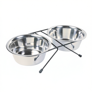 Juego de Platos y Comederos para Mascotas de Acero Inoxidable, 2 x 0.75 L, 17 cm - Product Image 2