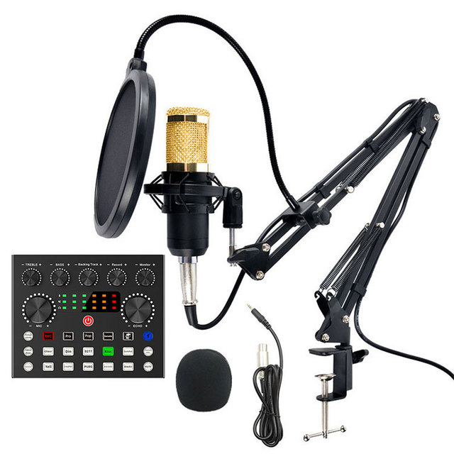BM800 Microfone V8 Sound Card Microfono Condensador Studio Equipment Recording Music Usb Mic Condenser Microphone With Soundcard