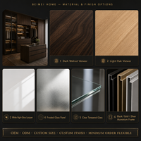Armoire coulissante en verre sur mesure |   Cadre en aluminium noir noyer foncé |   Usine de meubles pour toute la maison OEM