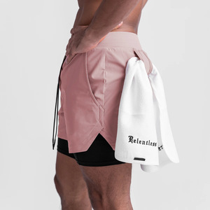 Herren 2 in 1 Laufs horts Workout Gym Athletic Shorts Schnelle Trocken trainings shorts mit Taschen - Product Image 5