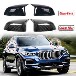 1 Par de Cubiertas de Espejos Retrovisores Laterales de Repuesto en Forma de Cuerno, Color Negro Brillante/Fibra de Carbono para BMW X3 G01 X4 G02 X5 G05 X6 G06 2018 - Product Image 1