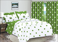 Parure de lit 3 places en coton avec rideaux assortis et ensemble de literie de luxe