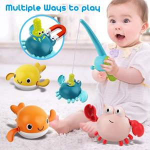 Jouet de bain pour tout-petits, jouet de baignoire avec jouets flottants sans moule, jouets de natation et tasses empilables, jeu de pêche magnétique - Product Image 3