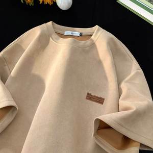 Camiseta Masculina de Manga Curta Pesada Personalizada Verão Retrô Americano Casual com Logo Impresso Personalizado - Product Image 2