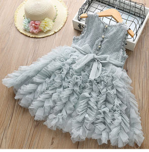 Vêtements pour enfants, robe élégante d'été à col rabattu, sans manches, pour petites filles, robe douce - Product Image 2