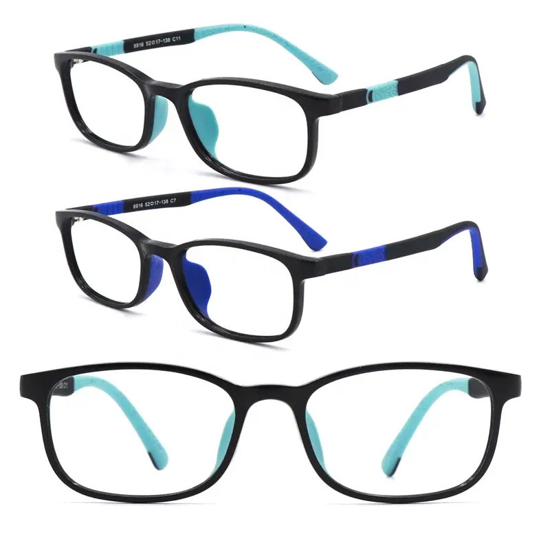 إطار نظارات بصرية TR90 بألوان متدرجة وملونة ، من السيليكون ، قابل للإنحناء, إطار نظارات للمراهقين 8916