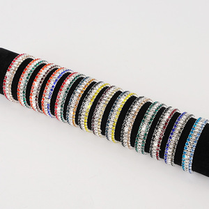 <span class=keywords><strong>Bracelet</strong></span> élastique PFT multicolore à <span class=keywords><strong>3</strong></span> <span class=keywords><strong>rangs</strong></span> avec strass dégradés, plaqué or/argent, diamants étincelants polyvalents et simples - Product Image 2