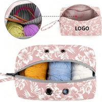Sac de rangement zippé multifonction élégant, écologique, résistant à l'eau, en polyester, pour le rangement des fils à tricoter, des crochets et les voyages