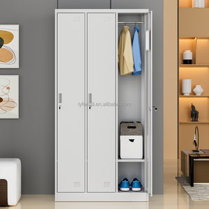 Steel 3-<b>Door</b> Key Lock Durable Locker with <b>Mirror</b> <b>for</b> Outdoor Use in Schools Gyms Offices - Product Image 1