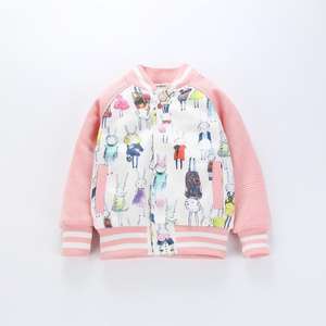 เสื้อแจ็คเก็ตเบสบอลสีชมพูสำหรับเด็กผู้หญิงขายส่งจำนวนมากสำหรับฤดูใบไม้ผลิ - Product Image 3