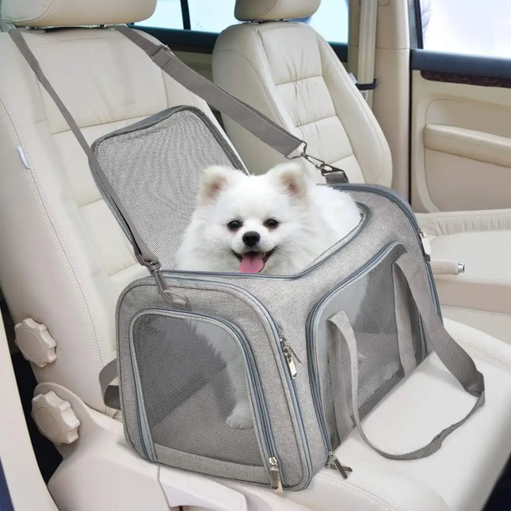Al Aire Libre transpirable plegable portátil mascota gato perro caja viaje bolsa de transporte para coche marco de acero