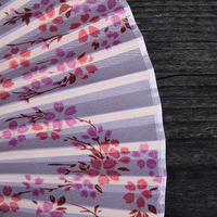 Éventail pliant en bambou de style japonais classique, motif fleur de cerisier, peinture ancienne, accessoire de danse, cadeau classique, vente en gros HZ