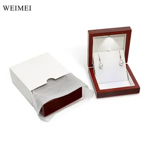 WEIMEI PRO производство красного дерева прожектор деревянная коробка ювелирное ожерелье Подарочная карта Упаковка кулон светодиодная коробка для сережек дерево