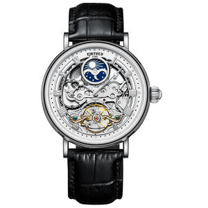 2025顶级流行皮革月相陀飞轮3D空心比例自动机械表男士现代古典风格 - Product Image 3