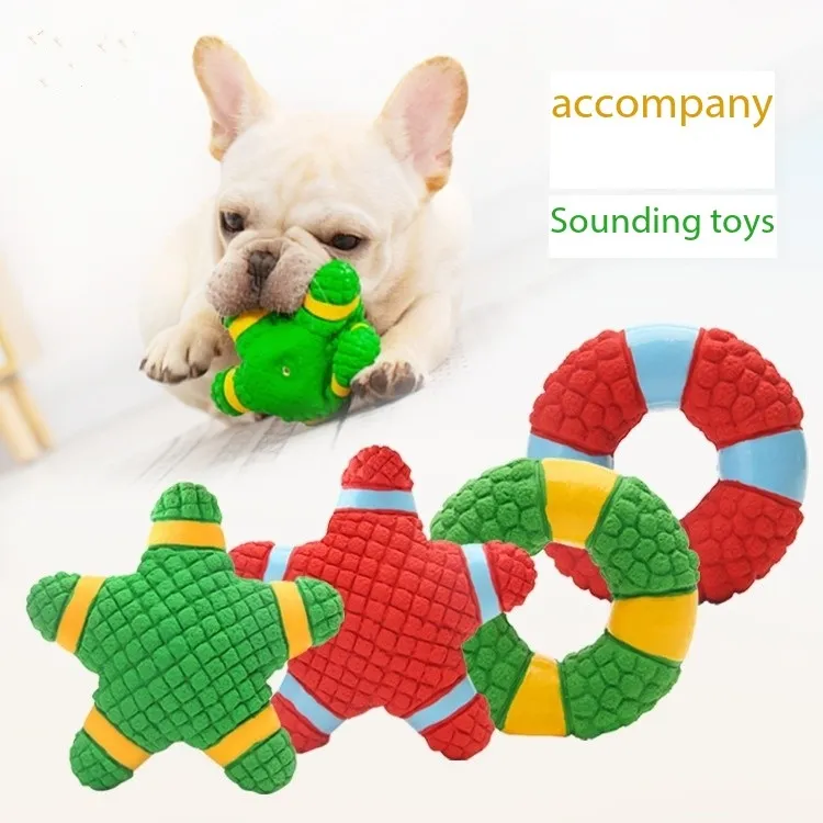 Haustierspielzeug Hund Bissbeständig Latex Schallweiche Hundspielzeuge mit kreischender Donutform Haustierspielzeug für Hunde
