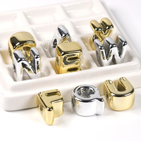 Perles lettres horizontales à grand trou en acrylique électroplaqué or et argent pour DIY : breloques de téléphone, bracelets, colliers, attaches pour cheveux, fleurs pour chaussures