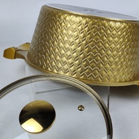 Ensemble de casseroles et poêles Dreeko moderne et écologique en aluminium doré diamanté antiadhésif, 10 pièces, avec couvercles en verre