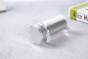 Bouteilles en plastique PS réutilisables de 60 ml, cylindriques bleues, avec bouchons sécurisés et impression sérigraphique - Product Image 2