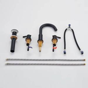 Hot Sale Dual Handle <b>Deck</b> Mounted 3 Hole Bathroom with Waste Pop up Drain 8'' Widespread Lavatory Sink Faucet Mixer - Product Image 6