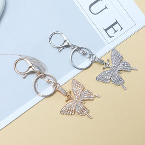 Rhinestone Butterfly Alloy <b>Keychain</b> Colorful Gold White K Carabiner <b>Keychain</b> Portable Decorative Pendant Holiday Gifts - Product Image 1