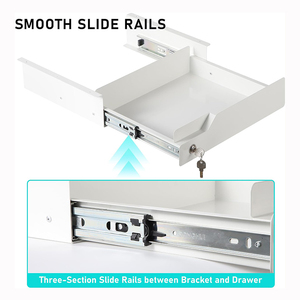 JH-Mech Under <strong>Desk</strong> Mounted Pull Out <strong>Drawer</strong> <strong>with</strong> Lock Metal Slim Self-Adhesive Under <strong>Desk</strong> <strong>Drawer</strong> Organizer - Product Image 3