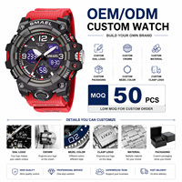 En stock 1 pièce, logo personnalisé, 50 pièces, montres-bracelets numériques à quartz de luxe pour hommes, design Smael 8008, fabricant OEM ODM