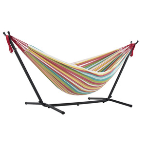 Amaca da campeggio doppia in cotone con supporto in acciaio salvaspazio, letto per amaca da esterno (capacità di 450 libbre-borsa per il trasporto Premium inclusa) - Product Image 1