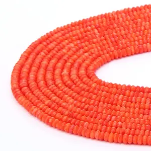 Hot Selling Faceted Rondelle Orange Coral Gemstone Beads