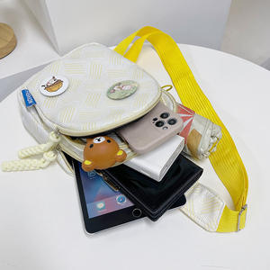 Fresh Student Chest <b>Bag</b> Lightweight Crossbody Shoulder <b>Bag</b> Simple Minimalist Design Portable Zipper Closure Purple Green <b>Yellow</b> - Product Image 4