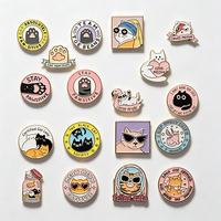 Broche de Aleación Creativo y Divertido, Pin de Solapa de Metal con Diseño de Gato de Dibujos Animados en Rosa, Negro y Blanco