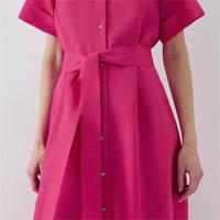 OEM Robes chemise décontractée d'été à manches courtes ligne A Empire Maxi avec boutons et col rabattu en coton et lin en vrac longues pour femmes