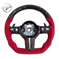 Volant sport perforé en fibre de carbone forgée YZ à 3 branches avec couleur de surpiqûre personnalisée pour les modèles M3/F20-F32/F22