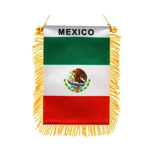 Оптовая продажа, Автомобильное зеркало заднего вида, Декор, маленькая Мексиканская бахрома, мексиканское окно, подвесное мини-Вымпел, флаг с кисточками, присоска