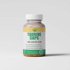 Suplemento de Taurina OEM ODM con Vitamina B6 - Apoya el Sistema Cardiovascular y Nervioso, Suplemento para la Salud, Vegano, Sin OMG, Sin Gluten - Product Image 1