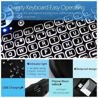 Keyboard Mini Nirkabel 2.4G dengan Lampu Latar, Isi Ulang, 3 Warna, Remote Control untuk Android TV Box Gaming 3 Keyboard Gaming