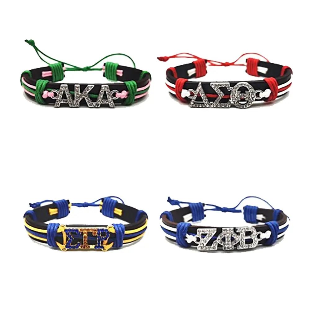 Deltae Sigma Theta Adjust Rope Charm Bracelet Jewelry Accessories Zeta Phi Beta Sigma Leather Bracelet
